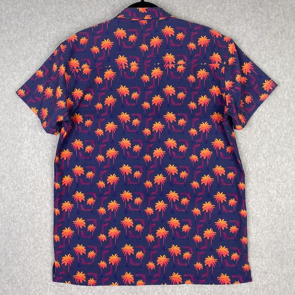 Retro Rifle Shirt Mens L Rising Palm Short Sleeve Button Down All Over Print - Picture 5 of 8